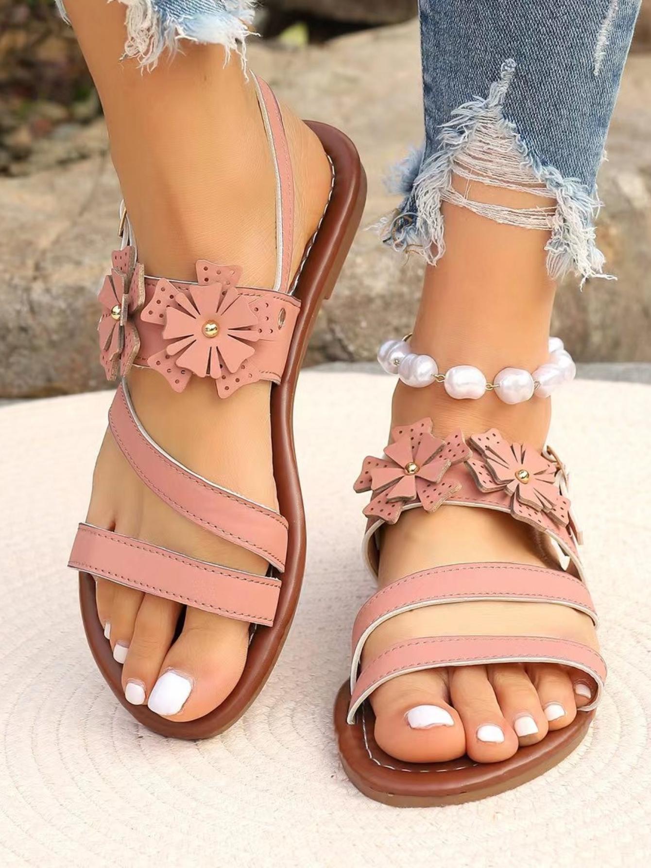 

2025 new large size flat sandals summer versatile fashion trend female lightweight comfortable sandals 36 розовый
