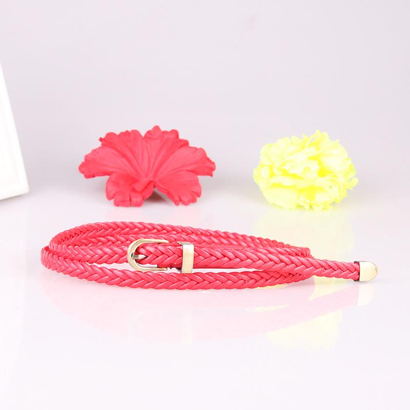New Hand-Woven Women's Pin Buckle Thin Belt