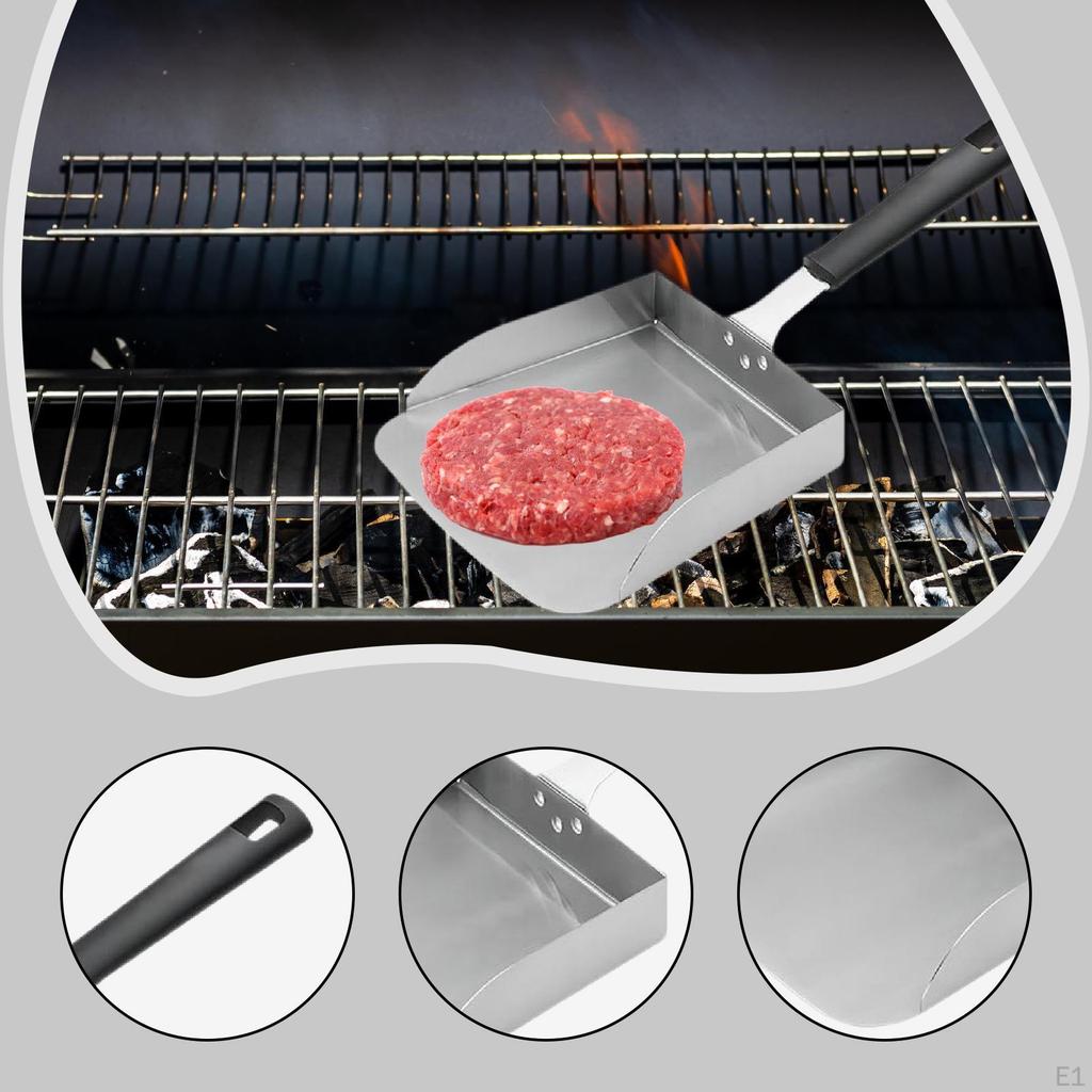 Stainless Steel Barbecue Spade Multiuse Space Saving Comfortable Handle Burger for Wedding