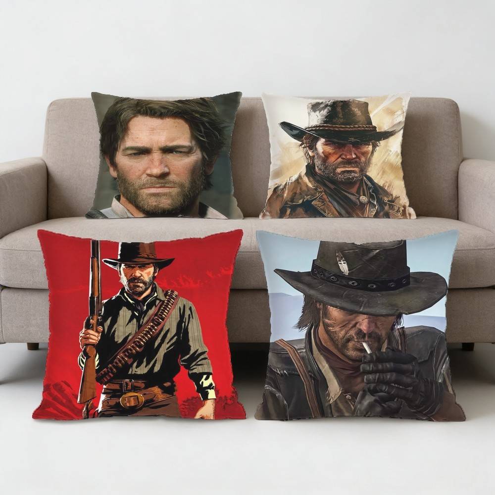 Game Red Dead RRedemption Pillow Case Antidustmite Pillowcase Invisible zipper silky short plush Sofa cushion cover