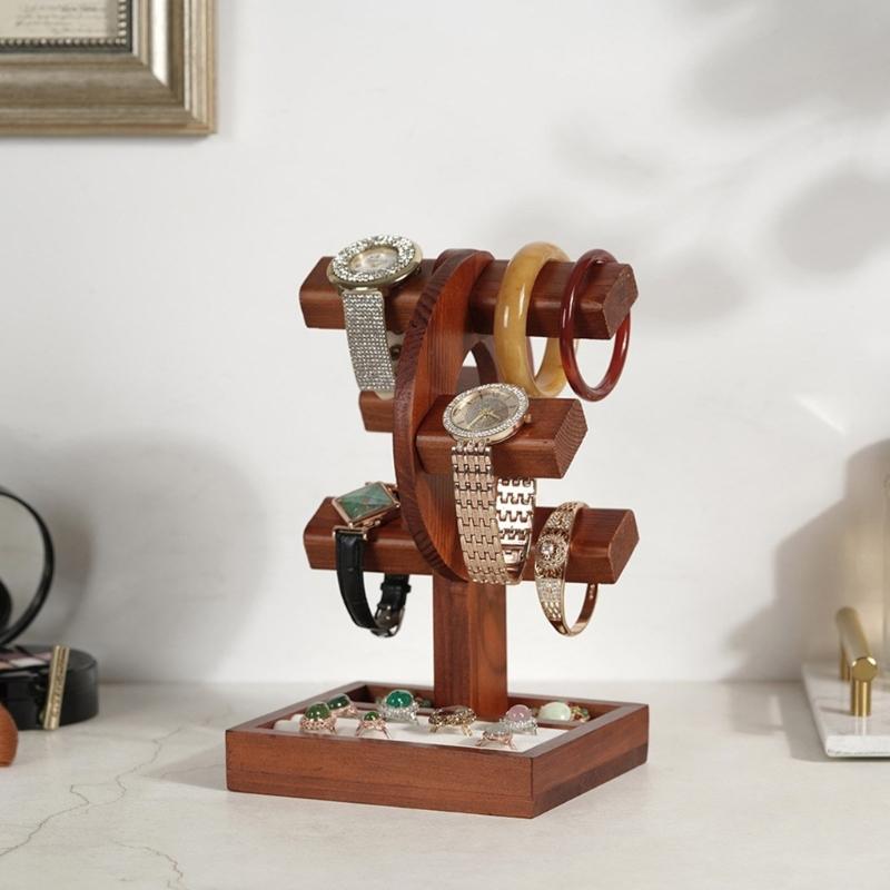 Multipurpose Adjustable Sturdy Wood Jewelry Display Stand for Watches Bracelets and Bangles Elegant Showcases