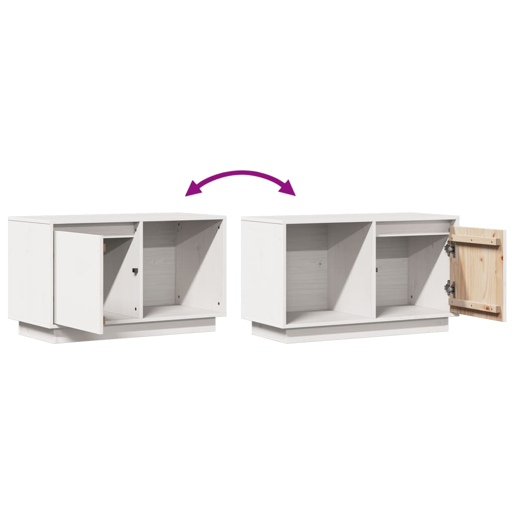 Vidaxl TV Cabinet, White, 74X35X44 Cm, Solid Pine Wood