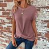 2026 Spring and Summer New Solid Color Round Neck T-shirt Elegant Short Twist Top Women's Clothing Amazon Cross-border Foreign Trade Short Sleeves
