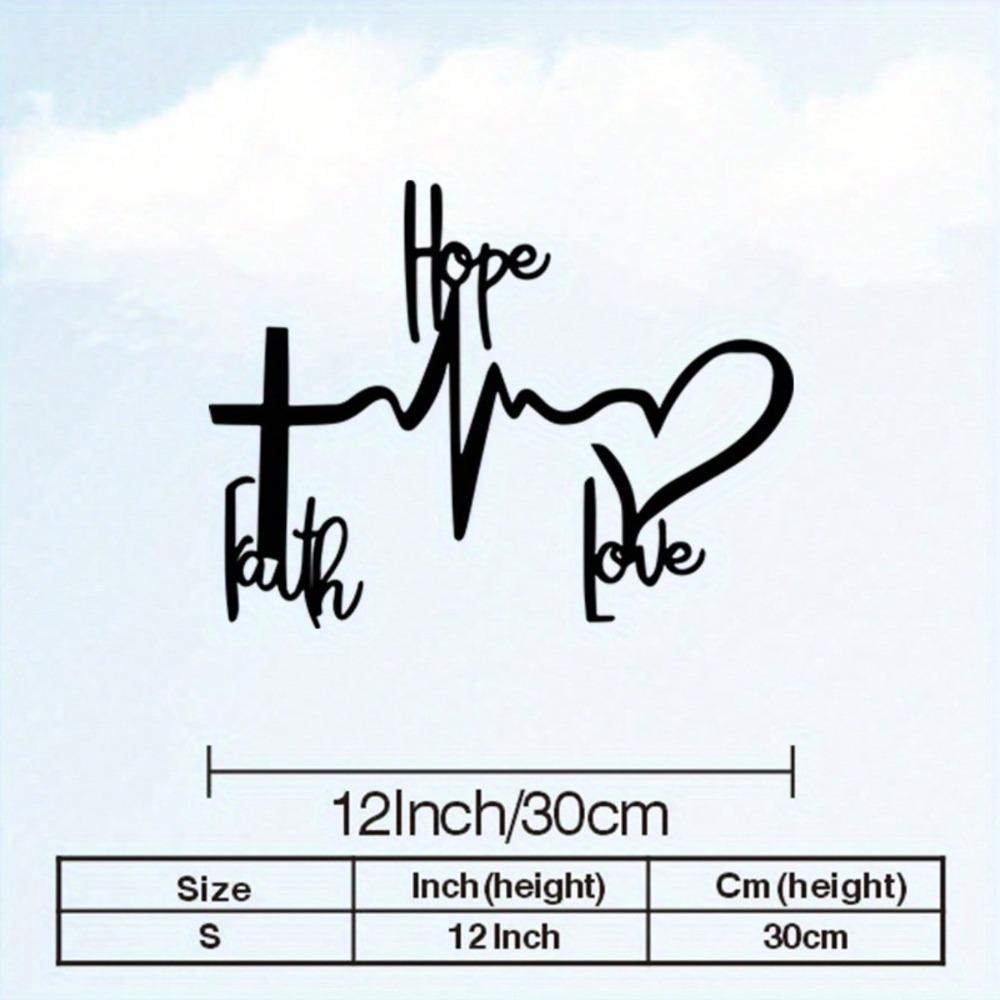 Metal Wall Cross Decor with Hope Faith Love Inspirational Scripture Heartbeat Christian Home Gift
