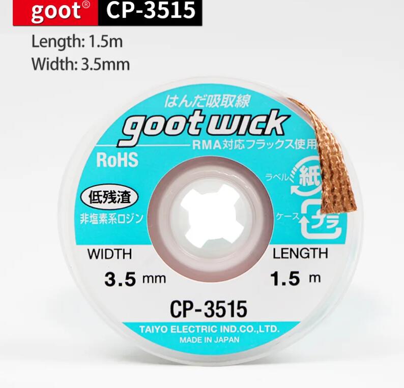 GOOT Original High Quality Desoldering Wick With Braided Copper Wire CP2015 1515 3015 3515 2515 BGA Solder Paste Remover tools