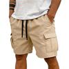 Men's Casual Cargo Shorts Multi Pocket Summer Outdoor Workwear Shorts Elastic Waistband Five Inch Length Durable Fabric