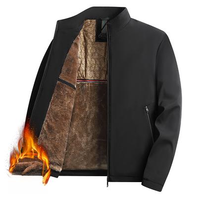 2025 Graphen Herrenjacke mit Stehkragen für mittleres Alter, Herbst und Winter warm und Fleece Papa Wintermantel