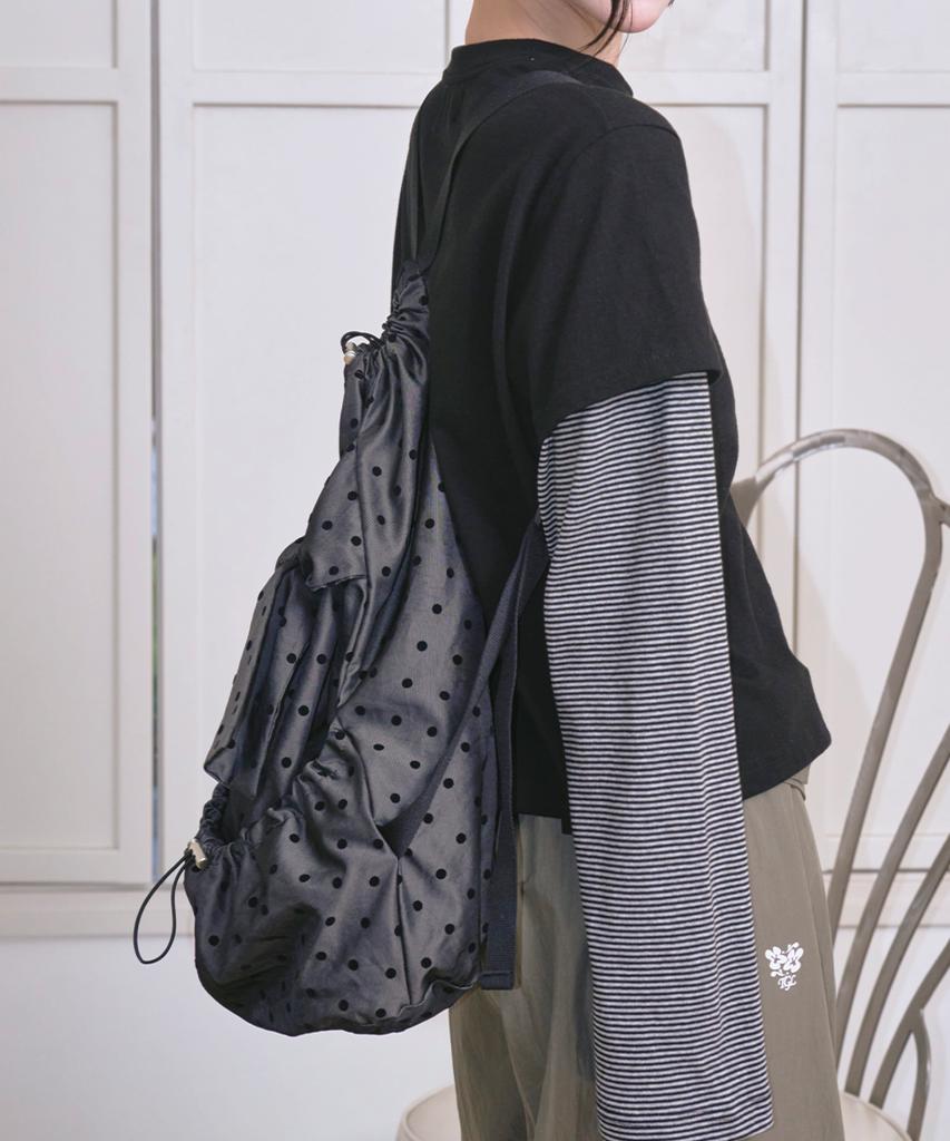 The Green Lab Ribbon String Dot Backpack [Grey]