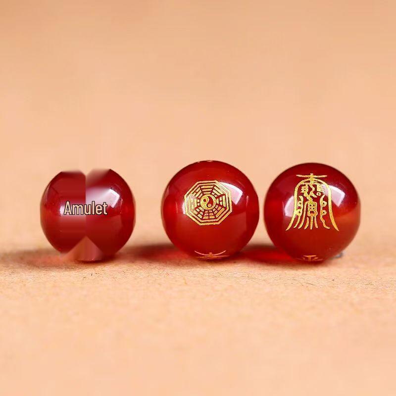 Natural Red Agate Auspicious Talisman Bead Bracelet for DIY Jewelry Crafting 8mm