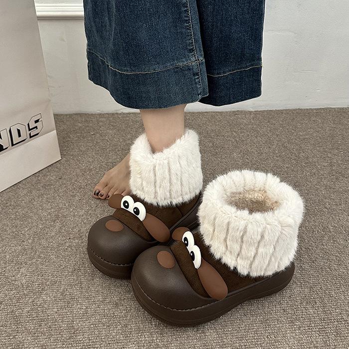 Damenmode leichte weiche Sohle Winter warmes Fell eins Schneestiefel gepolstertes Futter rutschfest lässige Sport Baumwollstiefel