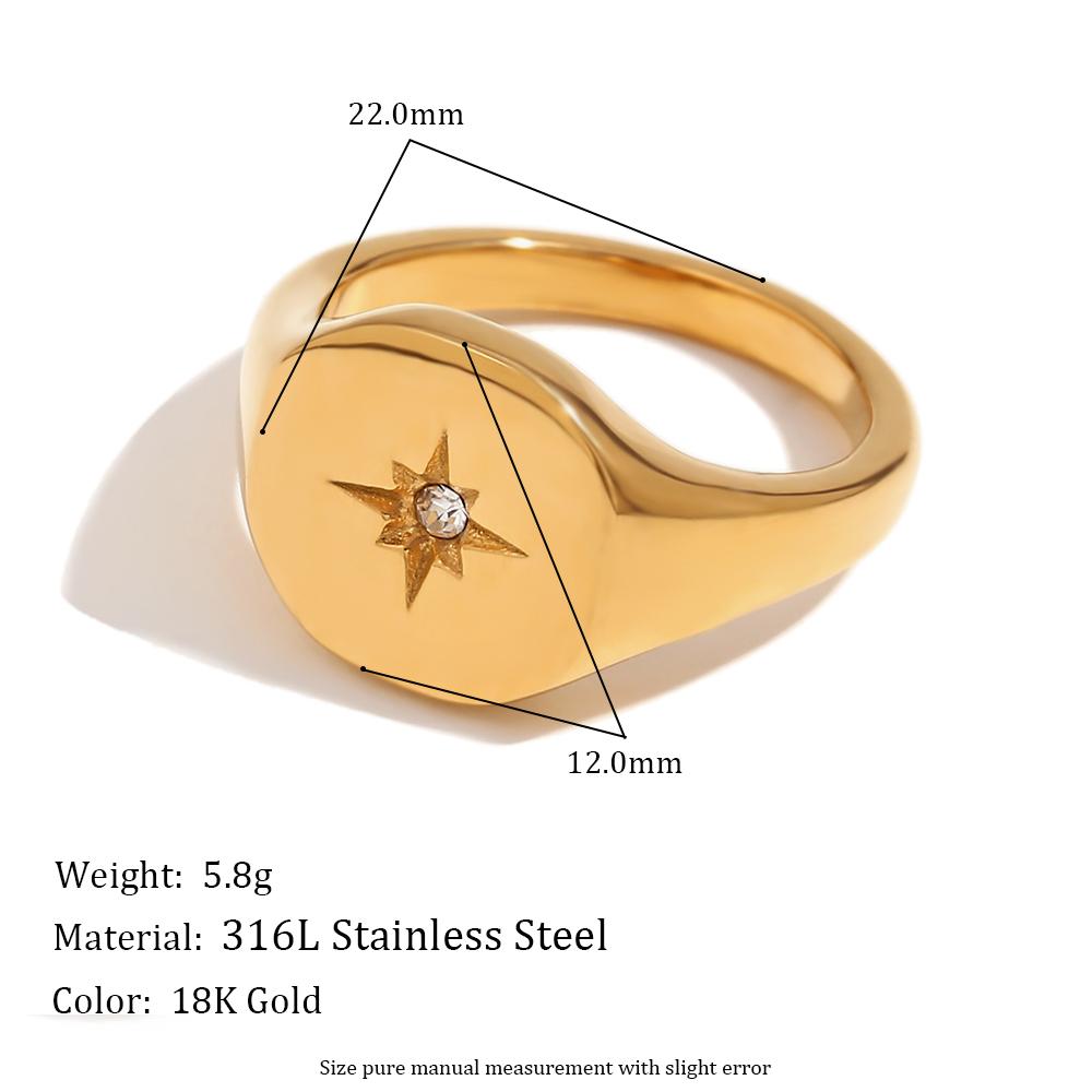 

E.B.belle Aspect North Star Seal Ring Silver Color Waterproof 316L Stainless Steel Jewelry Gold Plated Accessories 6 золотой