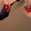 Orecchini Pendenti a Forma di Cuore in Smalto Rosso Vino Romantico Francese Gioielli di Moda per Donne Accessori Pendenti