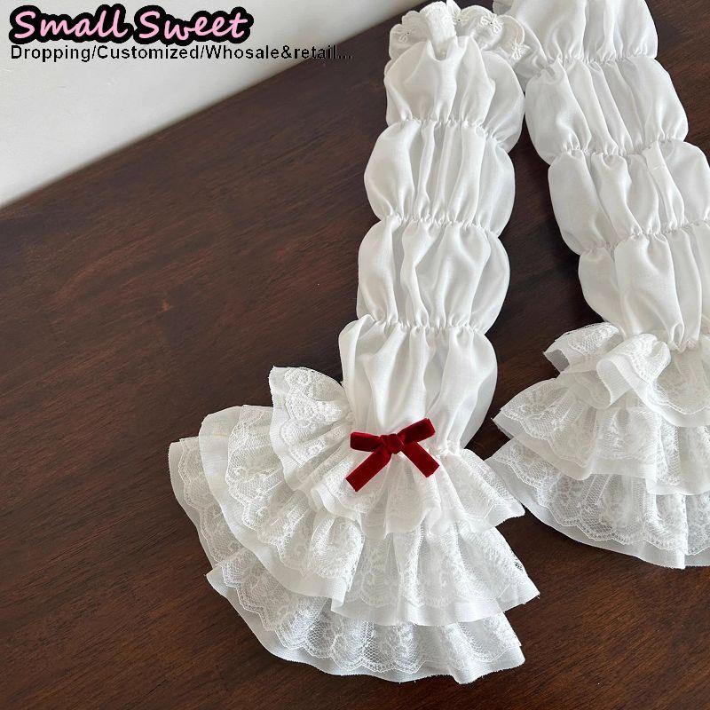 Y2K Girl Lolita jk Goth Women‘s sleeve cover Half finger yarn Tutu Gothic Lolita Arm Warmers Wrist Cuffs Lace Ruffled Gloves