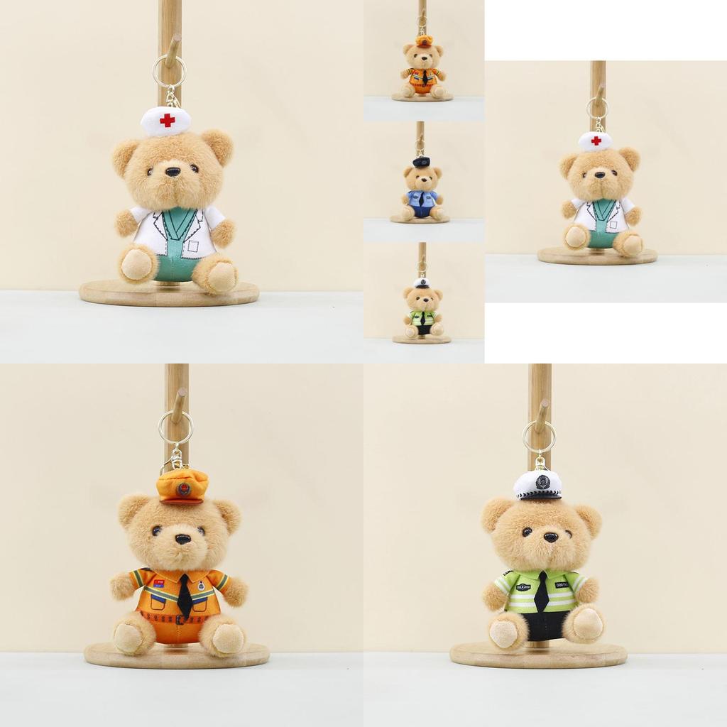 Adorable Plush Bear Keychain With Cute Policeman Design Perfect For Kids And Adults