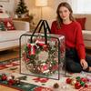 5pcs Christmas Wreath Storage Bag Clear With Handle And Duals Zipper Garland Storage Container Festival Storing Supplies