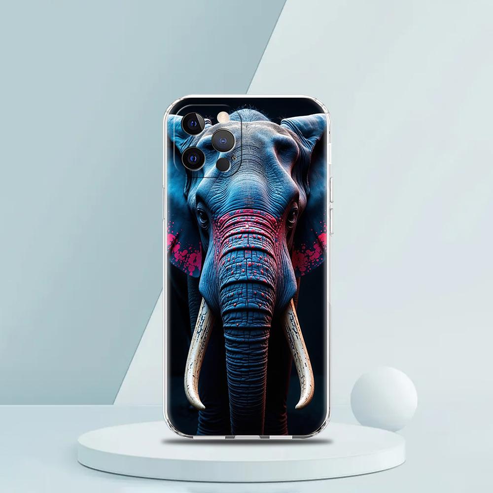 Soft TPU Transparent Phone Case Cover for iPhone 16 15 14 13 12 11 Pro Max XR 8 7 Plus XR Shockproof Shell Cute Animal Elephant