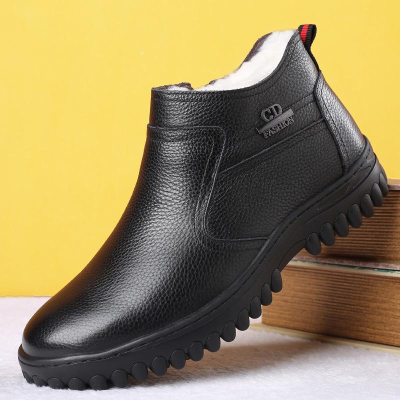 Winter leather wool men's cotton shoes first layer cowhide high-top velvet warm leather shoes large size men's shoes 4