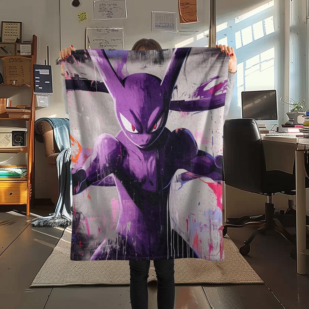 Coperta in Flanella con Stampa Mewtwo, Alta Qualità, Confortevole per Tutte le Stagioni, Arredamento per la Casa, Calore e Comfort