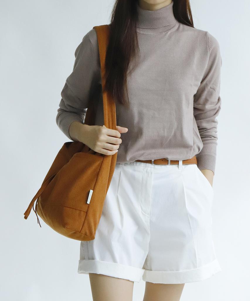 Socharming Plain Easy Corduroy Reversible Shoulder Bag - Suede Camel Brown