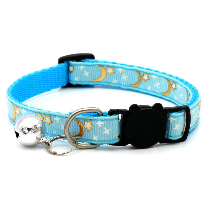 Pet Hot Stamping Moon Star Cat Dog Collar Cat Buckle  Detachable Reflective Safety Buckle Collar