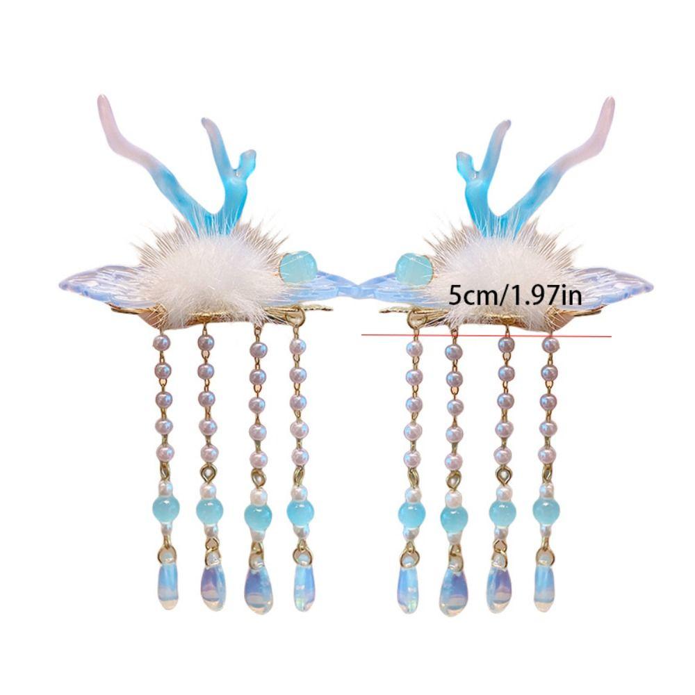 Tassel Chinese New Year Headwear Plush Ancient Style Hairpin All-match Hanfu Hair Sticks  Baby