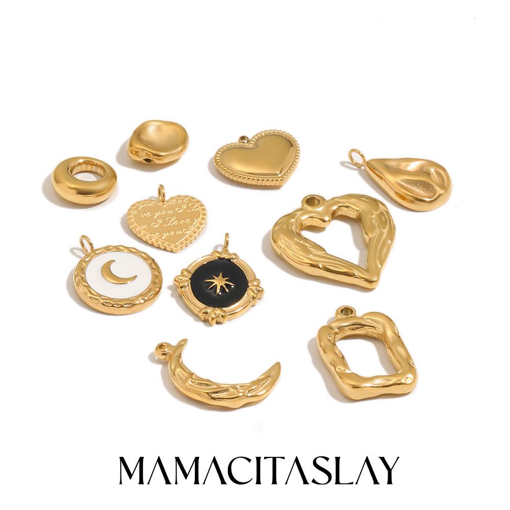 MamacitaSlay 316L Stainless Steel Heart Irregular Charms 18K Gold Plated Waterproof Jewelry For DIY Earrings Necklace Bracelet