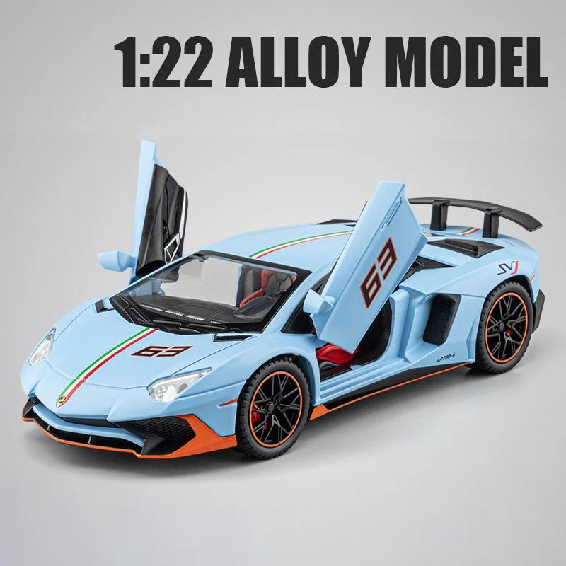 1/22 litý model sportovního vozu Lamborghini LP780-4 se zvukovým světlem, simulační hračka, vozidla, dárky pro děti k narozeninám