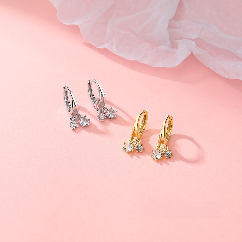 New Ear Buckles Inlaid with Zirconium Diamonds Simple and Cute Mini Shiny Earrings