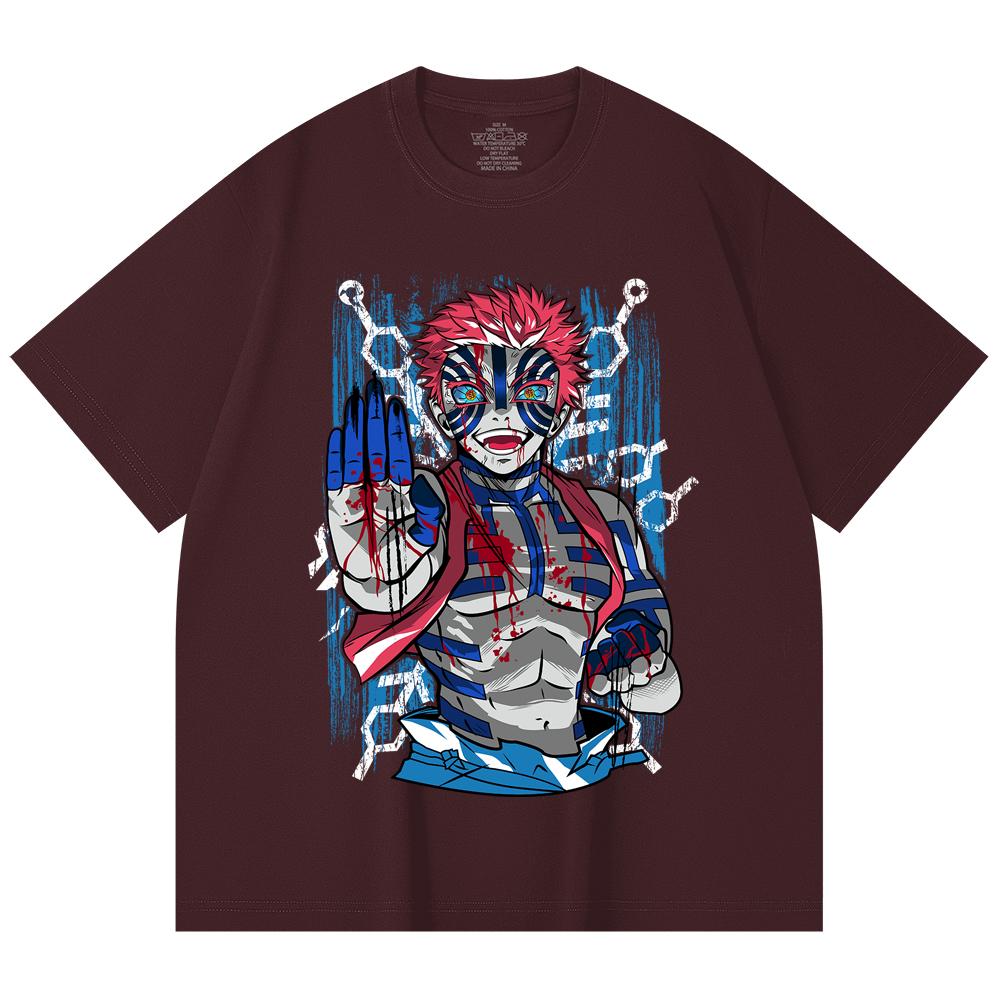 230 Gsm 100% Cotton Demon Slayer V79 Akaza Print Unisex Heavy Cotton T Shirt