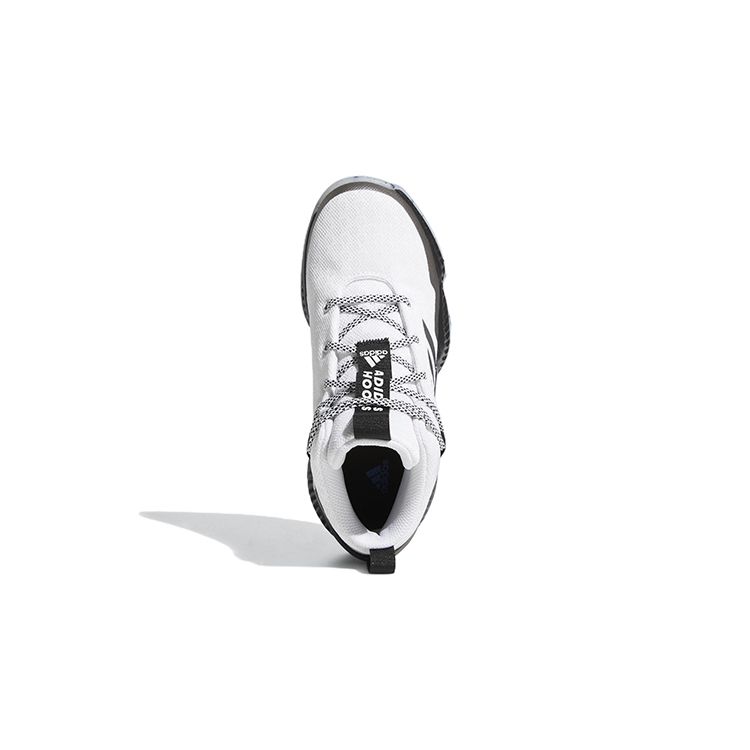 Adidas Lockdown J Fabric Non-Slip Durable Mid-Top Kids Basketball Shoes Kids Sneakers White Black GZ3084