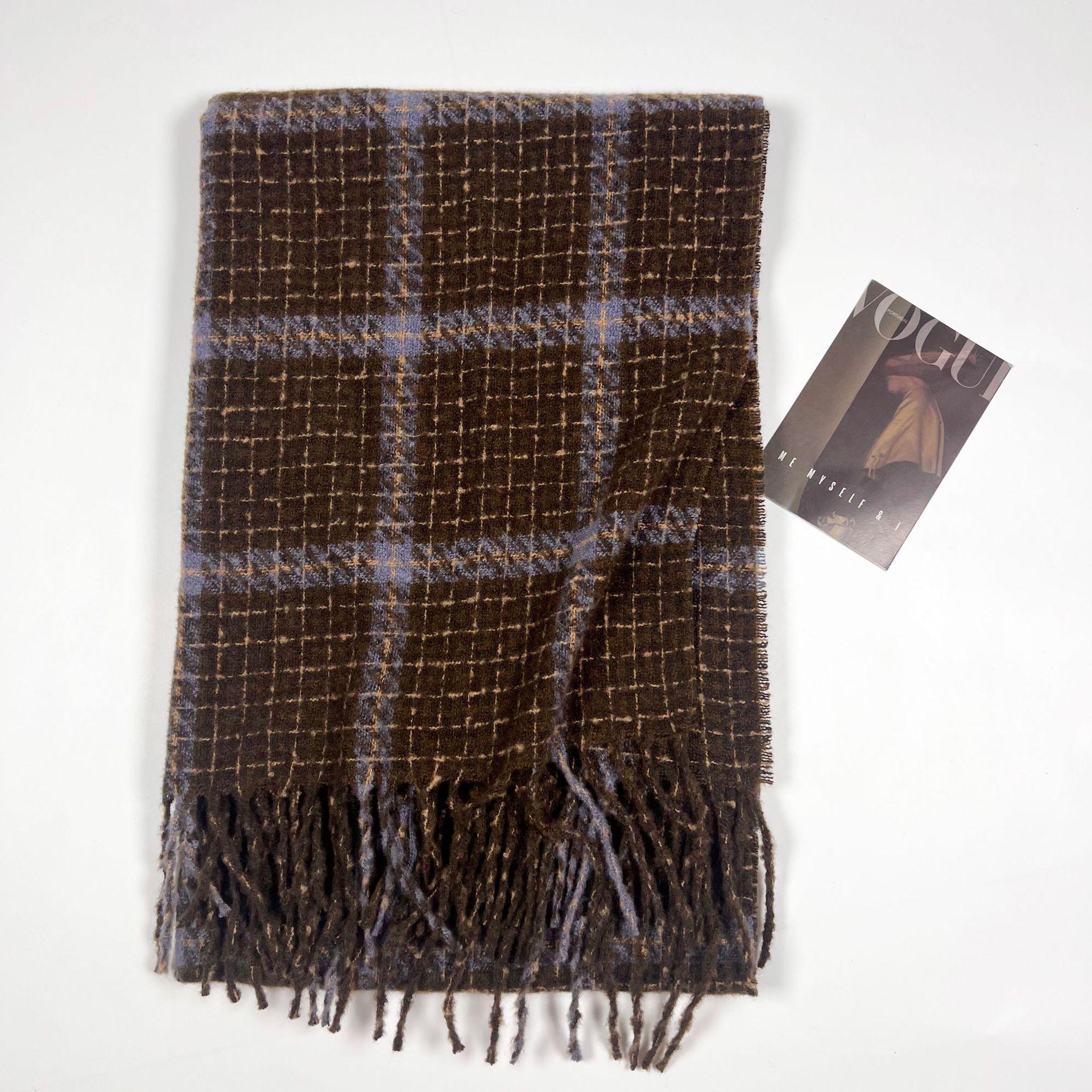 

Houndstooth Tassel Shawl – Women s Autumn/Winter Versatile Retro Korean Style Scarf