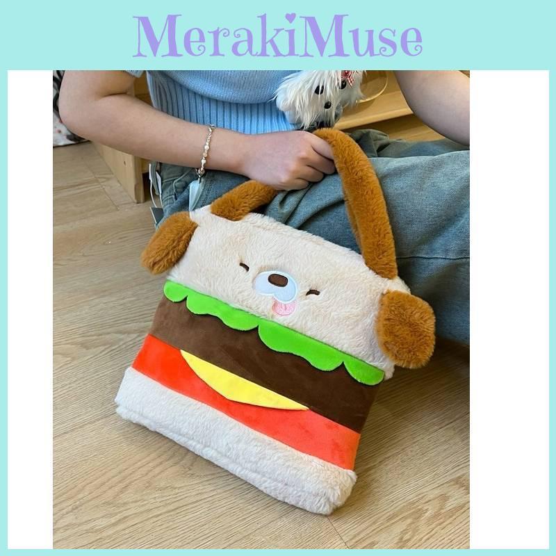 Hamburger Dog Plush Backpack Large Capacity Handbag Cute Kids Birthday Gift