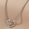 1pc Minimalist Stainless Steel Chain Necklace, Hollow Heart Pendant, Delicate Necklace for Women