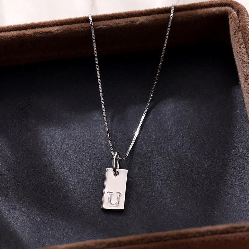 Banyan Tree Sterling Silver Square Letter Pendant Necklace
