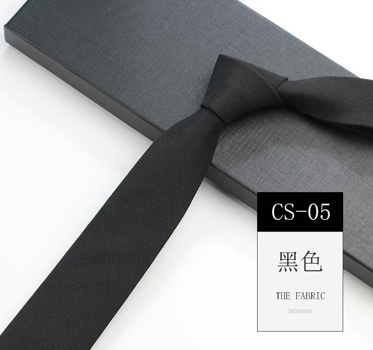 Men'S Tie Narrow 6Cm Hand-Made Cotton Casual Professional Shirt Literary And Simple Women'S College Pure Black Tie