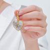 White Heart & Rhinestone Dragonfly Pendant Necklace for Women