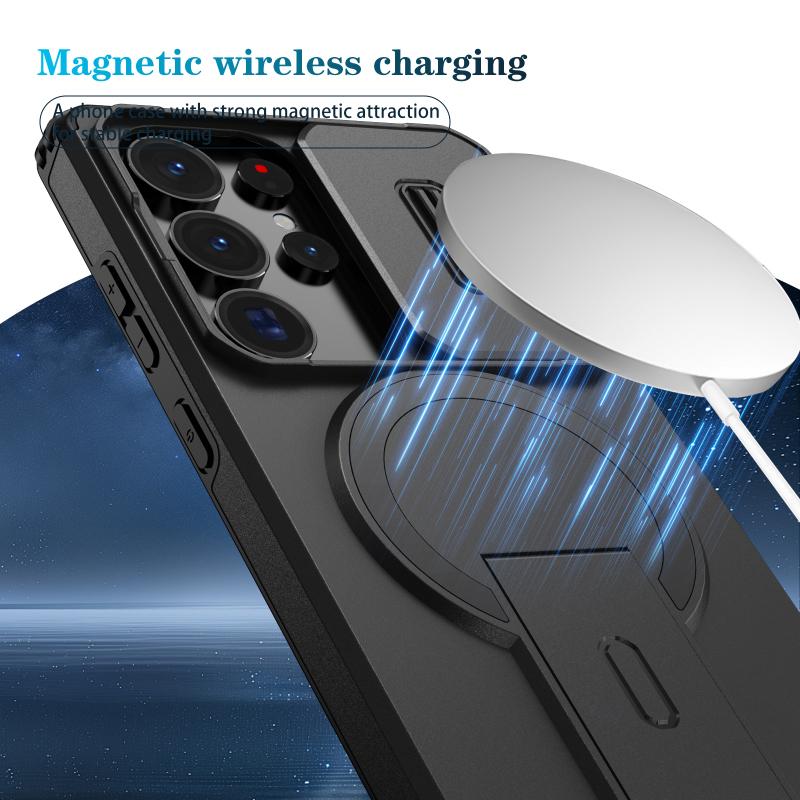 For Magsafe Magnetic Car Mount Soft TPU + Hard PC Phone Case For Samsung S25 Ultra S23 S22 S24 S26 Ultra Plus FE A56 A55 A36 A35