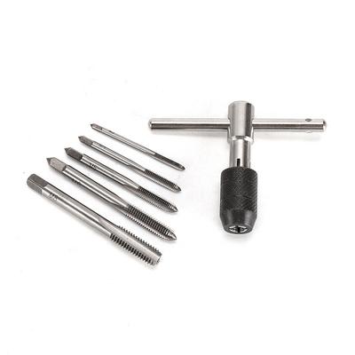 6PCS/Set Tap Drill Wrench Metric Screw Taps Ratchet Tap Wrench T Handle