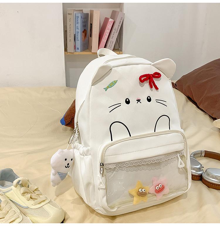 Schoolbag Japanese ins new high-value fresh and sweet candy color cute kitten backpack girl light backpack