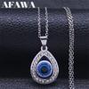 Turkish Evil Eye Necklace Stainless Steel Silver Color Blue Lucky Eyes Water Drop Necklaces Jewelry Collier Femme N8366S01