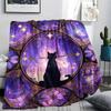 Black Cat Print Flannel Blanket, High Quality Comfortable for All Seasons, Home Decor, Warmth and Comfort, Perfect for Christmas Gifts