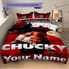 Deadly Doll Bloody Knife Bedding Set Personalized Washable Custom 3Pcs Duvet Cover Pillowcases Soft Microfiber Home Bedroom Gift