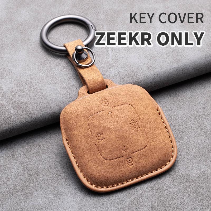 Interior Mouldings Sheepskin 4 Buttons Car Remote Key Case Cover for Zeekr 001 X 2021 2022 2023 for ZEEKR 001 009 Full Protector