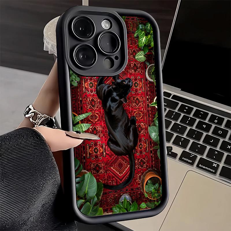 Phone Case for iPhone 17 Air 16E 15 16 Pro Max Black Panther Cool Animal Cover 14 Plus 13 12 Mini Soft Shell Silicone Fundas
