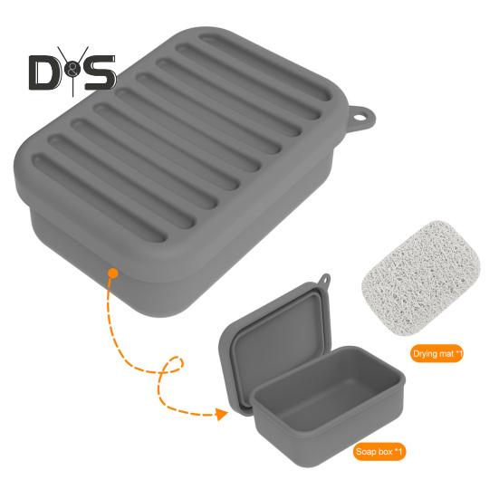 Leak-Proof Silicone Travel Soap Case with Drainage Lid Compact Design Portable Bar Soap Container Soap Holder