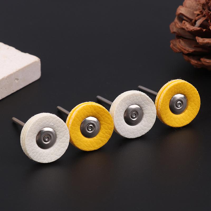 Polishing Wheel 5Pcs T-Shape 2.35mm Handle Yellow/White Cloth Wheel Jewelry Polishing Cloth Wheel Fine Polish Leather Wheel Tool
