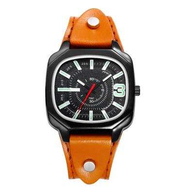 Eckige Uhr mit Echtlederarmband und leuchtender analoger großer Quarzuhr mit verstellbarer Unisex-Passform. Perfektes Geschenk für oder jede Herren-Display-Retro,