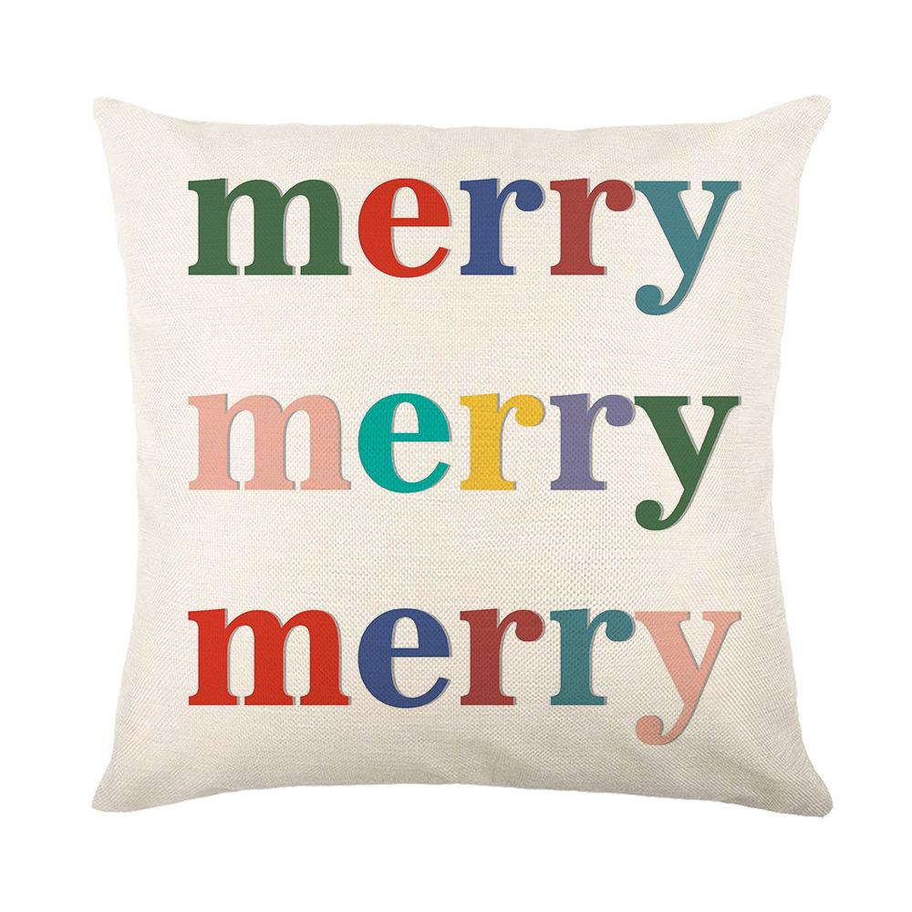

Christmas Letter Pillowcase Linen Print Pillowcase Living Room Sofa Cushion Cover Bedroom Bedside Cushion Cover 45*45cm