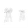 1Pair White High-quality Silk Ribbon Romantic Pearl Bud Party Decor Supplies Wedding Car Decoration Lace Flowers Chair Bow Tie