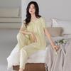 Pajamas women's summer with chest pads pure cotton short-sleeved cropped pants 1011 new thin summer cool loungewear